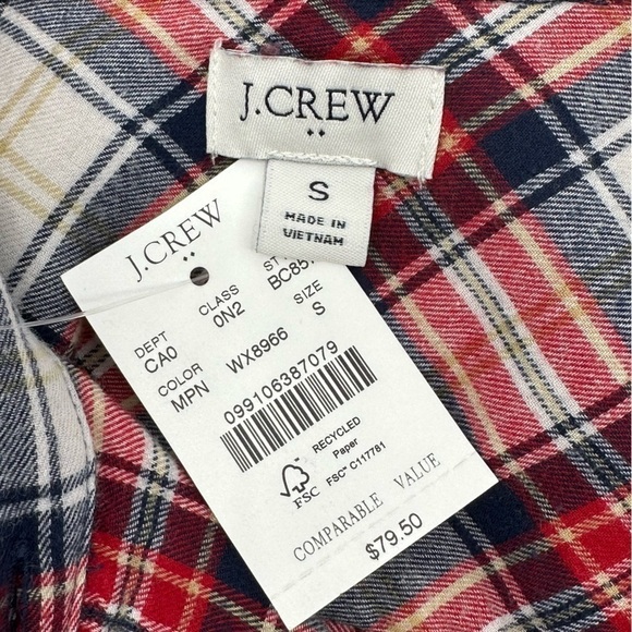 New J. Crew Factory Flannel Shirt in Boy Fit Size Small - Picture 7 of 7